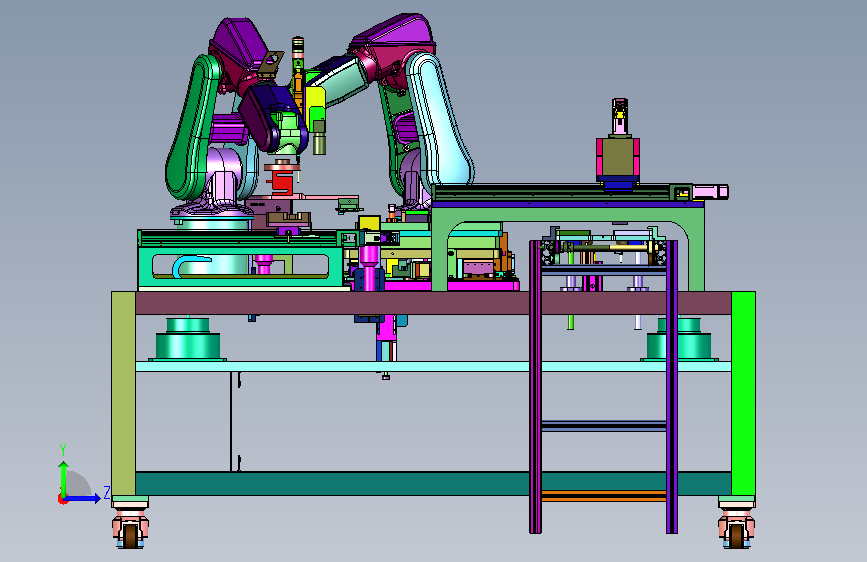手提式计算机打钉产线 左侧视图