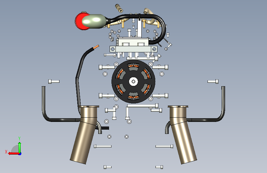 MD550四缸发动机 背面视图