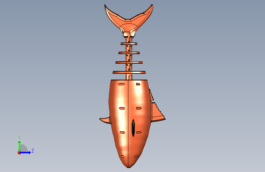 robotic fish仿生机器鱼机械结构 左侧视图
