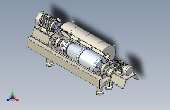 1815-卧式螺旋离心机三维模型Solidworks图纸 3D素材SW建模