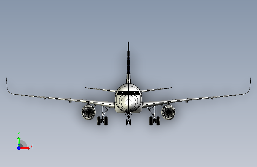 A320飞机前主起落架 正面视图