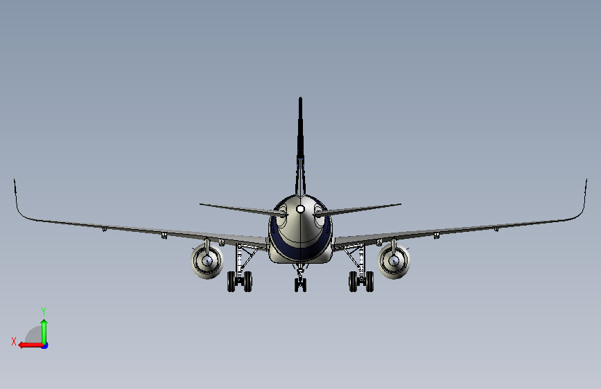 A320飞机前主起落架 背面视图