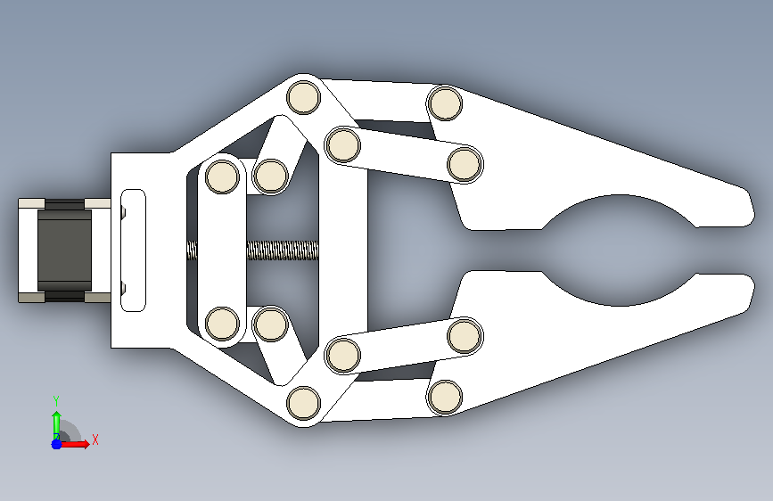 2款小型电动夹爪3d图纸+SolidWorks设计+电动夹持器机械爪3d模型 正面视图
