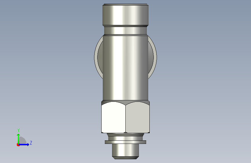 类型:气动快插接头,型号:PTL6M5A-6,中文注释 左侧视图
