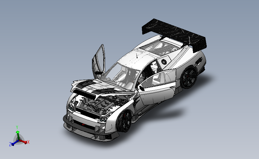 Nissan GT-R 赛车模型_SOLIDWORKS 2016_模型图纸下载 – 懒石网