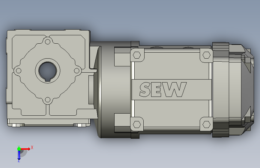 WA20DR2S63MS4型斜齿轮减速电机技术参数:功率 俯视图