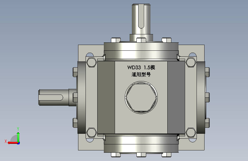 WD33蜗轮减速机类型为WD系列阿基米德齿形铸铁壳体蜗轮蜗杆 背面视图