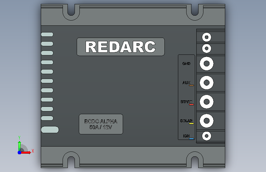 A0018501-REDARC BCDC12050B — BCDC Alpha 50A DC-DC 充电器 正面视图