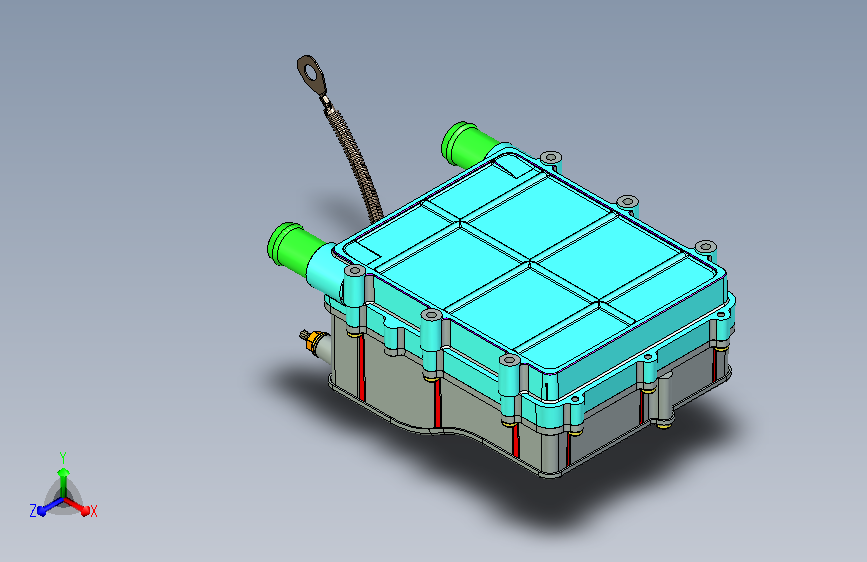 7KW车载电控盒 3D 总装模型 主视图