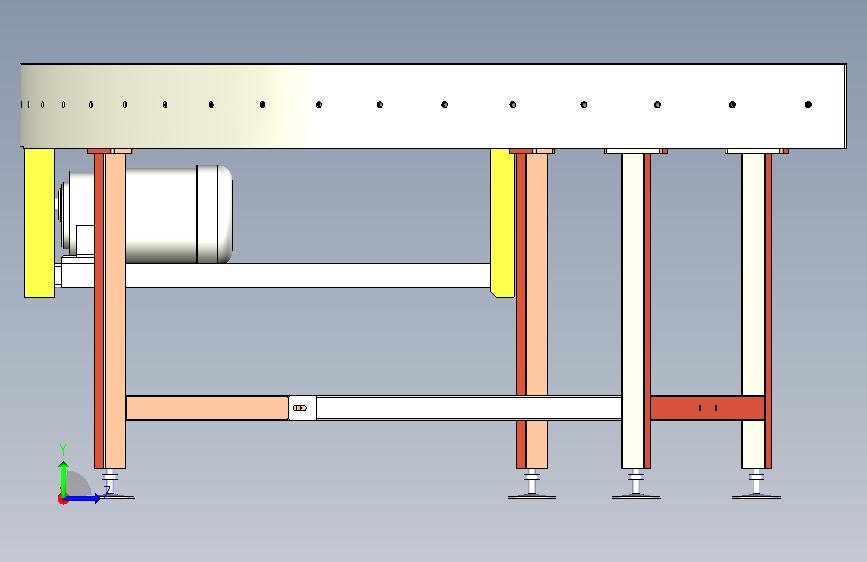 有效宽度700mm,180度滚筒输送机 左侧视图