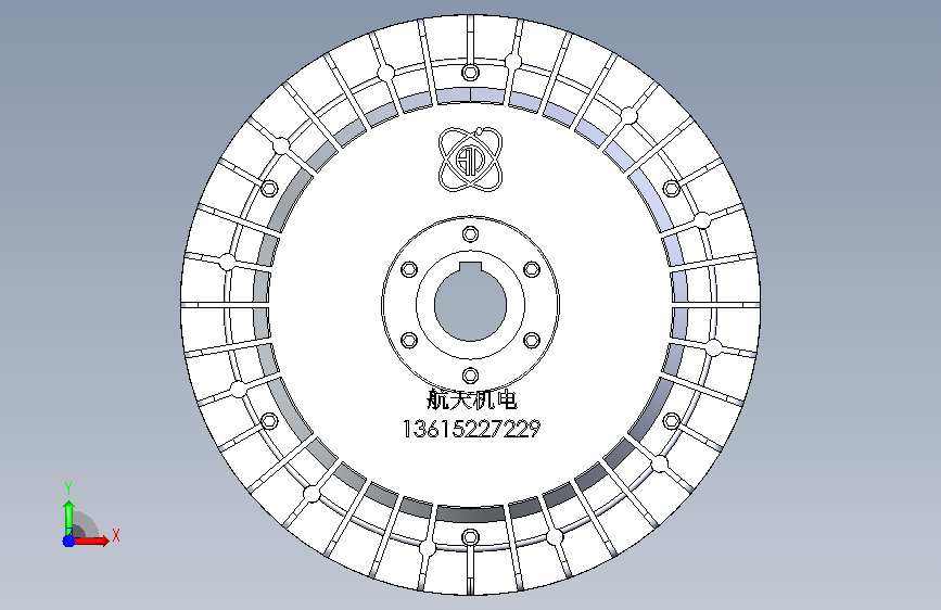 CZKX型空心轴外壳旋转式安装磁粉制动器_CZKX-10-100-0.8-800 正面视图