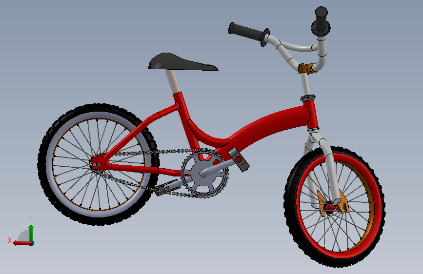 儿童自行车的3D设计 sw14 背面视图