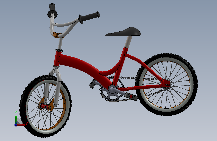 儿童自行车的3D设计 sw14 正面视图