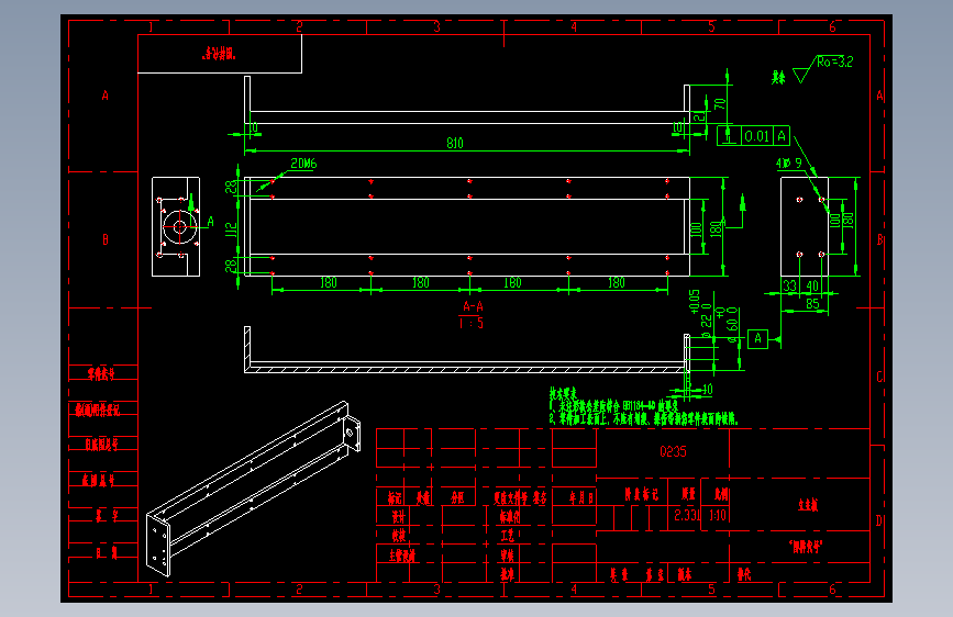 三自由度圆柱坐标型工业机器人CAD 主视图