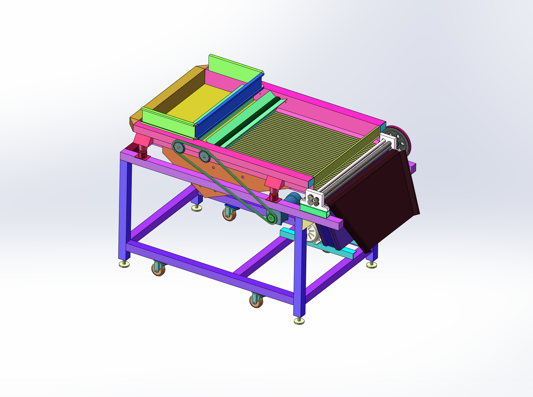 毛豆去皮机剥壳机三维solidworks模型仿真+CAD图纸