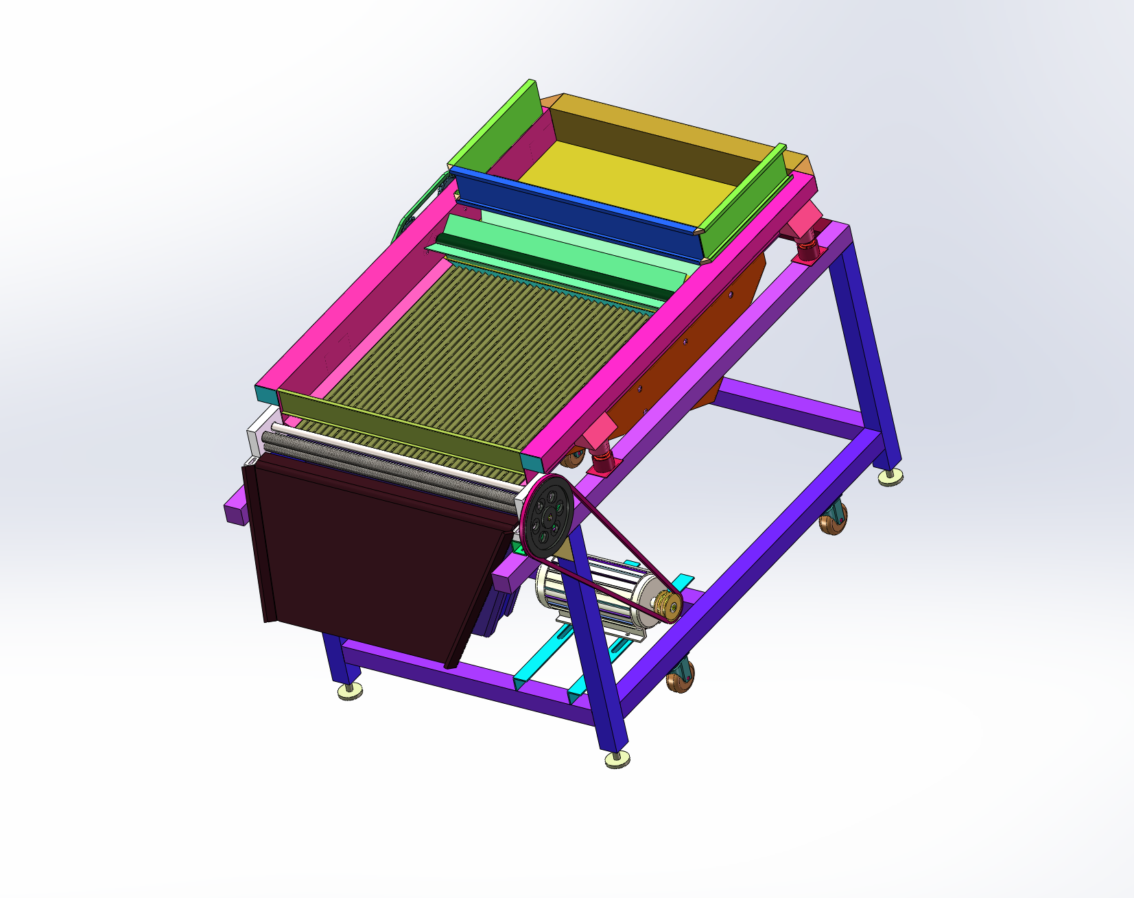 毛豆去皮机剥壳机三维solidworks模型仿真+CAD图纸
