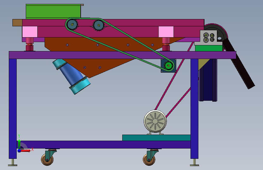 毛豆去皮机剥壳机三维solidworks模型仿真+CAD图纸 正面视图