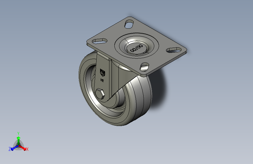 A0018697-CasterHQ Z20P2431NGD 4英寸 x 1-1_2英寸旋转脚轮,承重300磅,环氧树脂轮,3-1_8英寸 x 4-1_8英寸底座