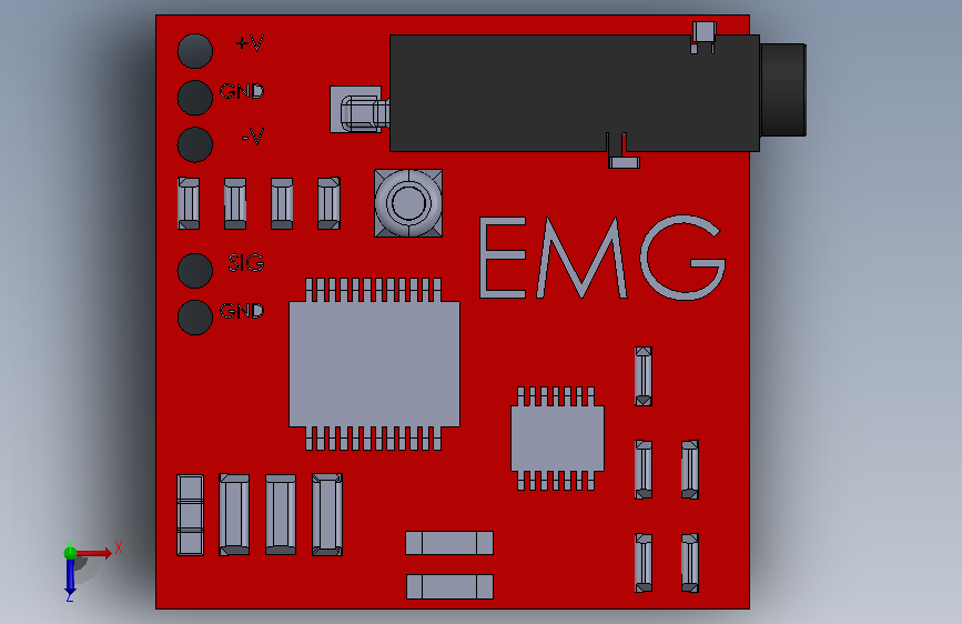 仿生假肢的肌电控制板(EMG SensorControl Board) 俯视图
