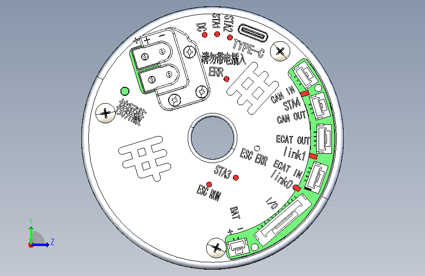 谐波直流关节电机模组HAG-T14-XXX-DC1-D-B-X-V3.0 左侧视图