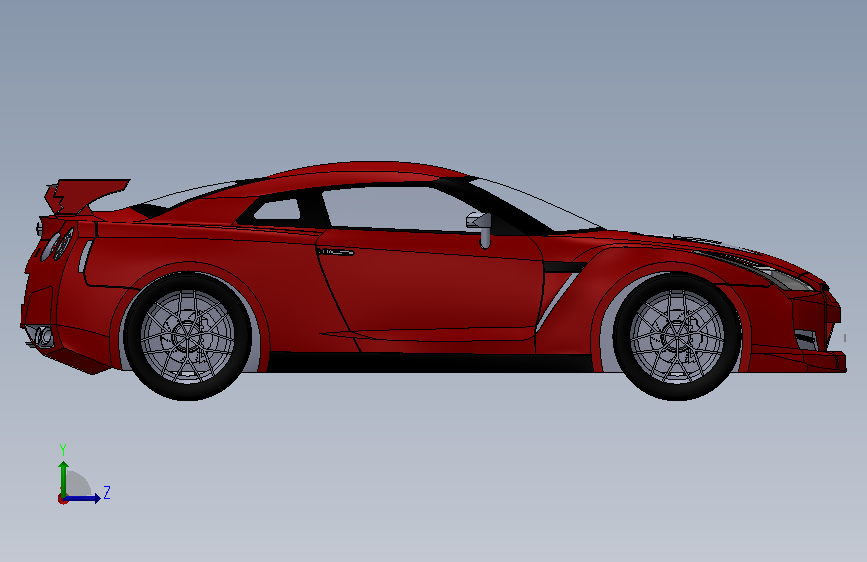 仿真就绪的Nissan GTR 左侧视图