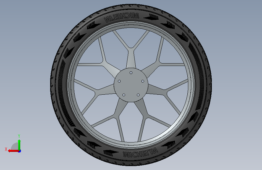 高精度的轮毂轮胎总成 背面视图