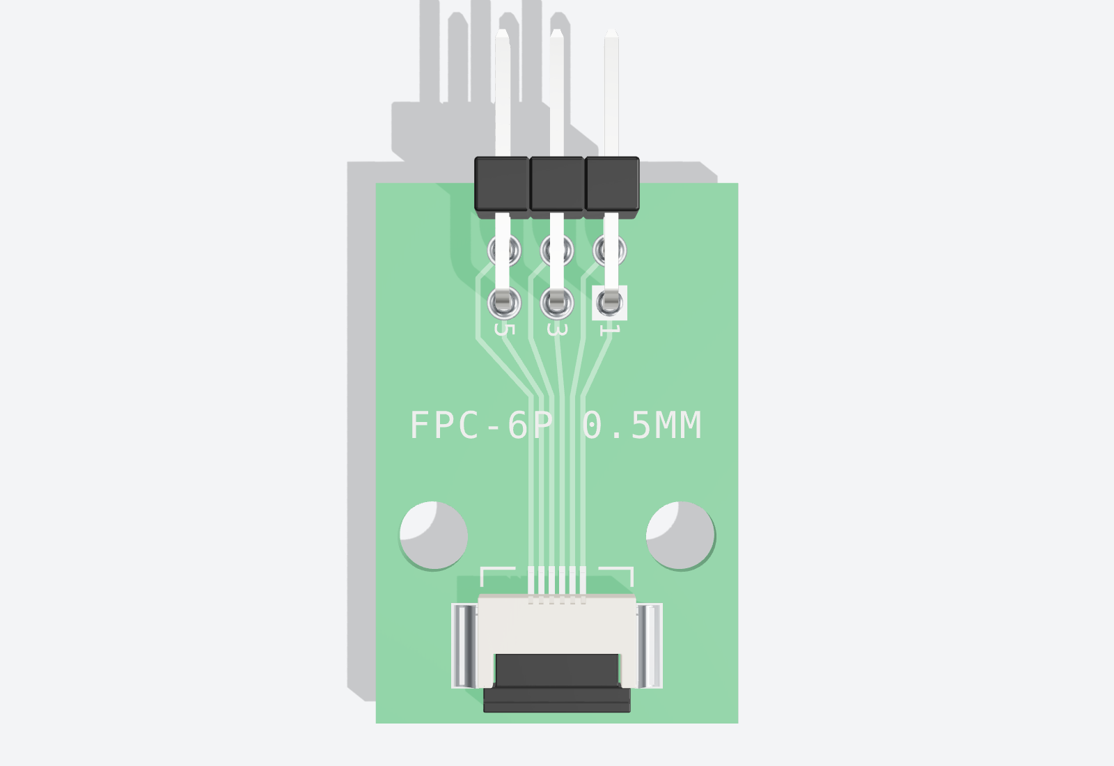 A0018805-FFC FPC 6针 0.5毫米至0.1英寸 2x3直角转接板(QUARKZMAN类型)