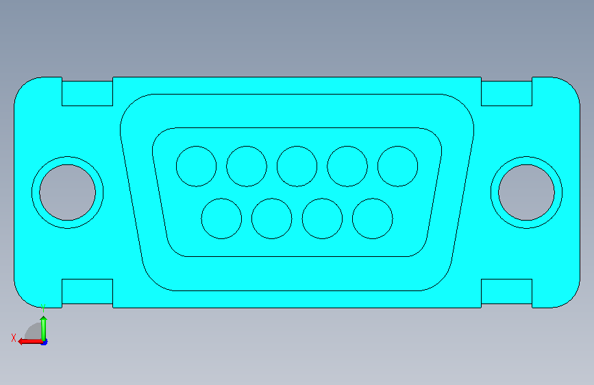 A0018837-M24308-2-1Z D-Sub 9针插座 背面视图