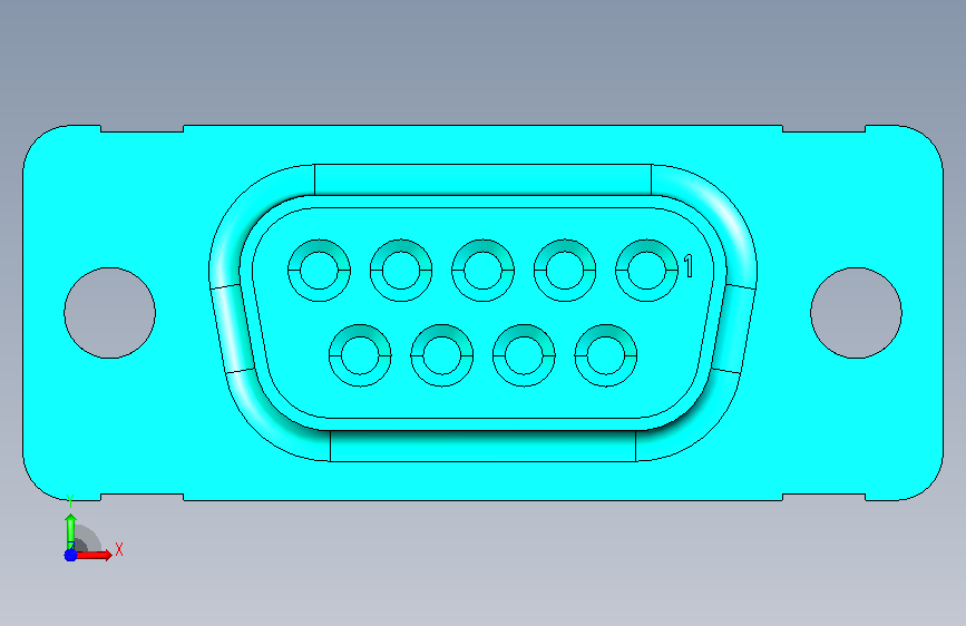 A0018837-M24308-2-1Z D-Sub 9针插座 正面视图