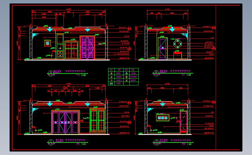 十层中式套房客厅立面图