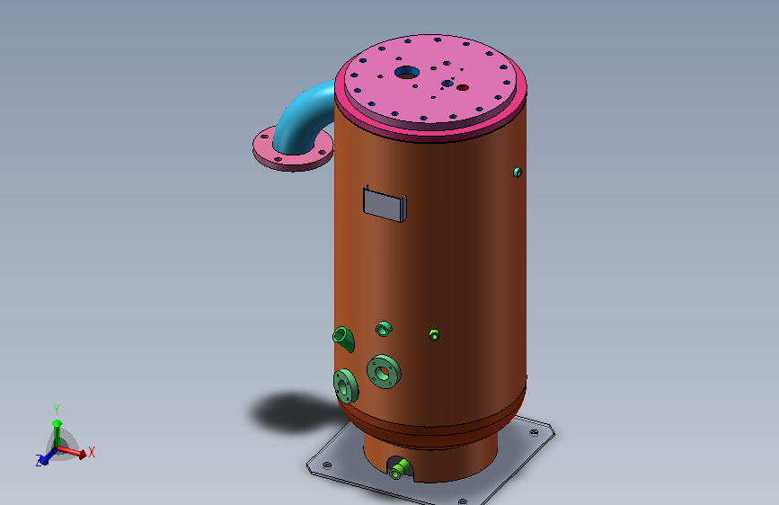 低压容器、油气桶、油分桶_SOLIDWORKS 2025_模型图纸下载 – 懒石网
