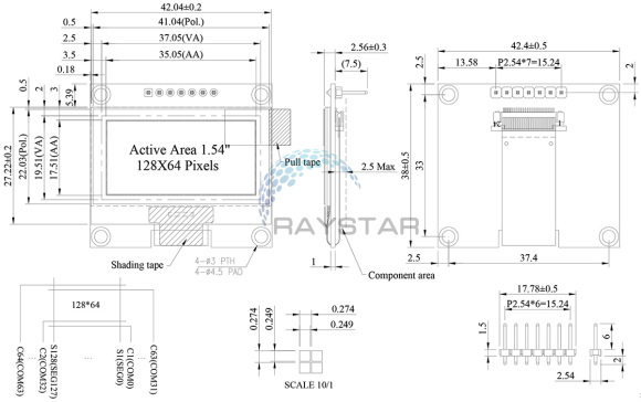 A0018851-OLED 显示屏 1.5英寸 SSD1309 (SPI)