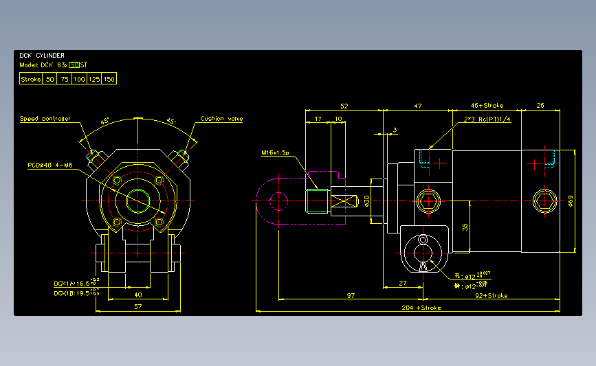DCK气缸系列CAD图纸大全