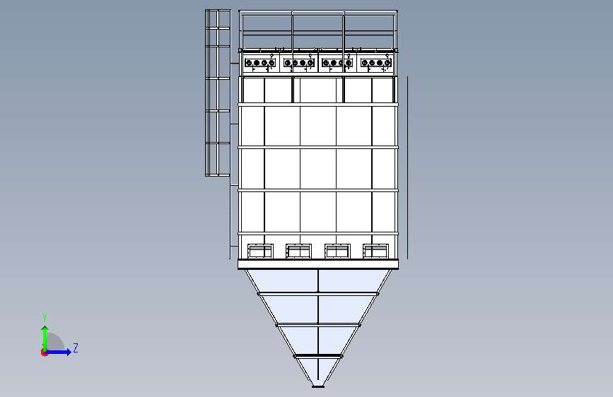 A0018917-袋式除尘器30000立方米每小时 左侧视图