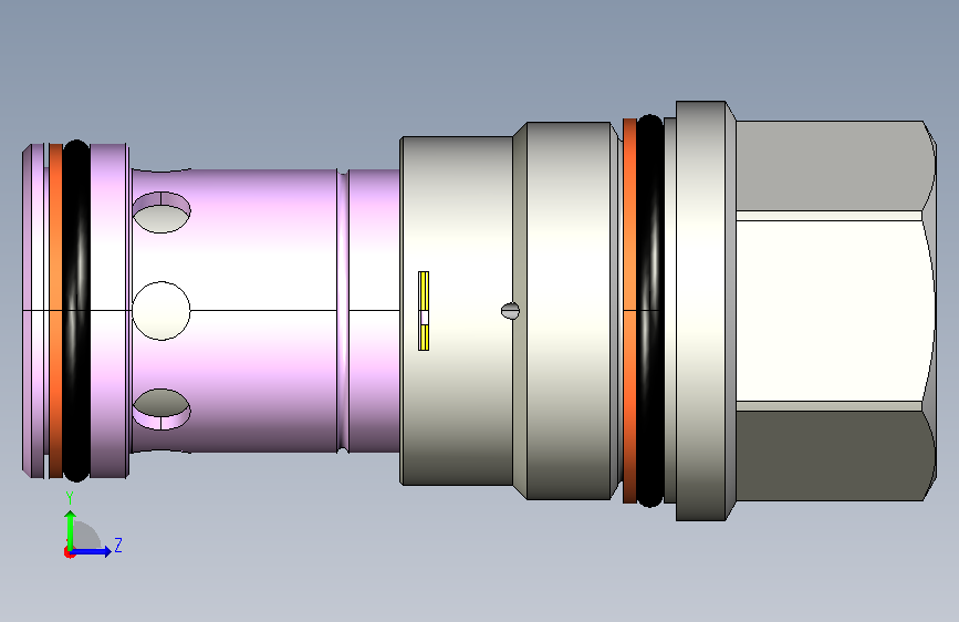 A0018960-流量控制 - 流量熔断器 - 固定孔径流量熔断阀 - 容量:95 L_min。 _ 腔体:T-16A(型号 - FQGAXAN)。 左侧视图
