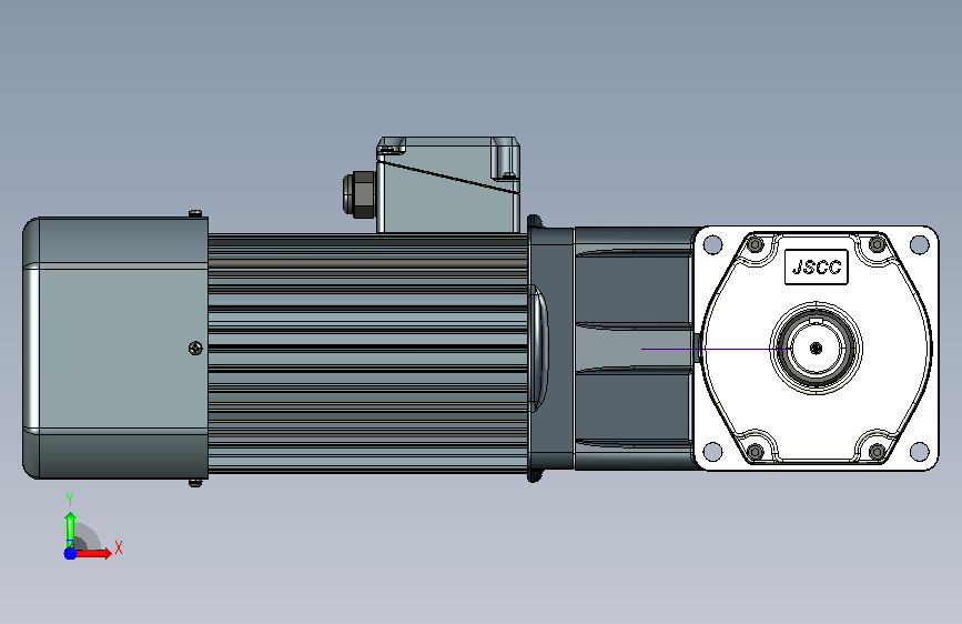 变频减速电机-直角中实RT_F1500rt-L 正面视图