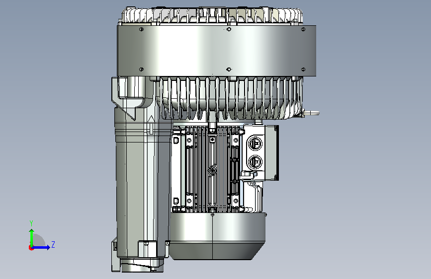 2HB920-7HH17 12.5KW双叶轮高压鼓风机 左侧视图