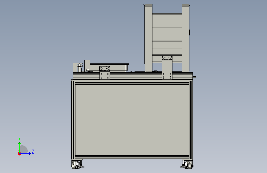 A0019031-码垛机自动托盘送料器与成品托盘堆垛机 左侧视图