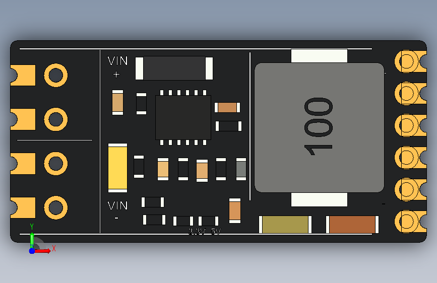 A0019039-Waveshare DC5-36-TO-DC3V3-5 SMD 版本紧凑型 DC-DC 降压稳压模块 正面视图