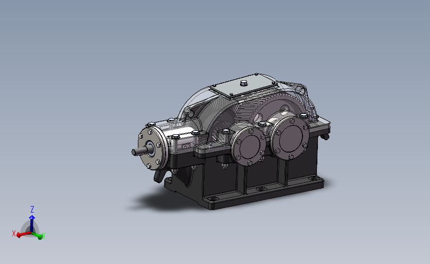 锥齿轮二级减速器建模