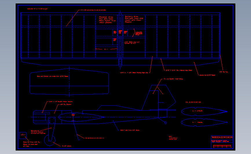 飞机航模WEEKENDR_AutoCAD_模型图纸下载 – 懒石网
