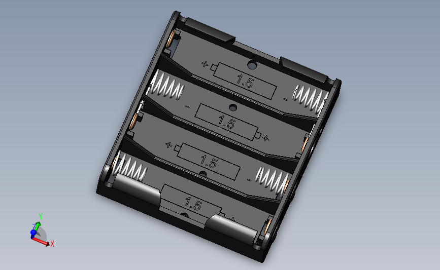 4节1.5V电池盒3D数模图纸 Solidworks设计