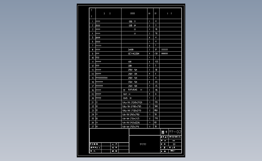 图7-2设备材料表(一)