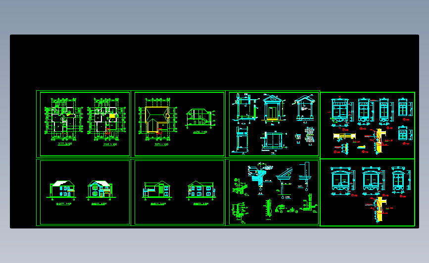 四套别墅的施工图
