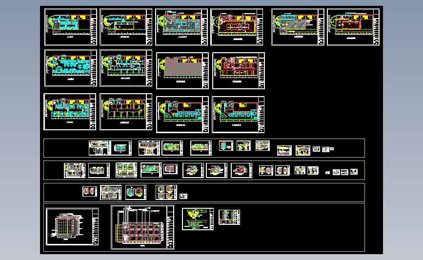 长22.4米 宽10米 四层东方威尼斯咖啡馆内部装修方案（各层平面 立面）