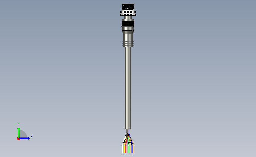 M12 8pin防水圆形连接器 左侧视图