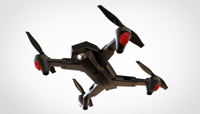 在 SOLIDWORKS 中设计的无人机