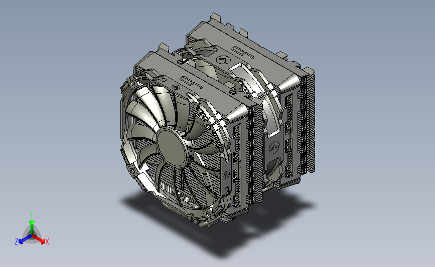 Cryorig CPU散热器与风扇模型3D图纸 STP IGS格式 主视图