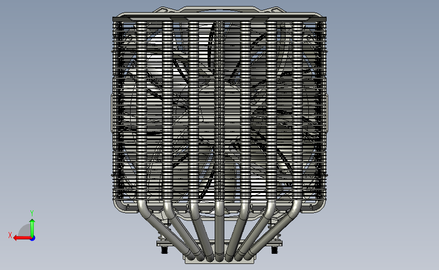 Cryorig CPU散热器与风扇模型3D图纸 STP IGS格式 背面视图