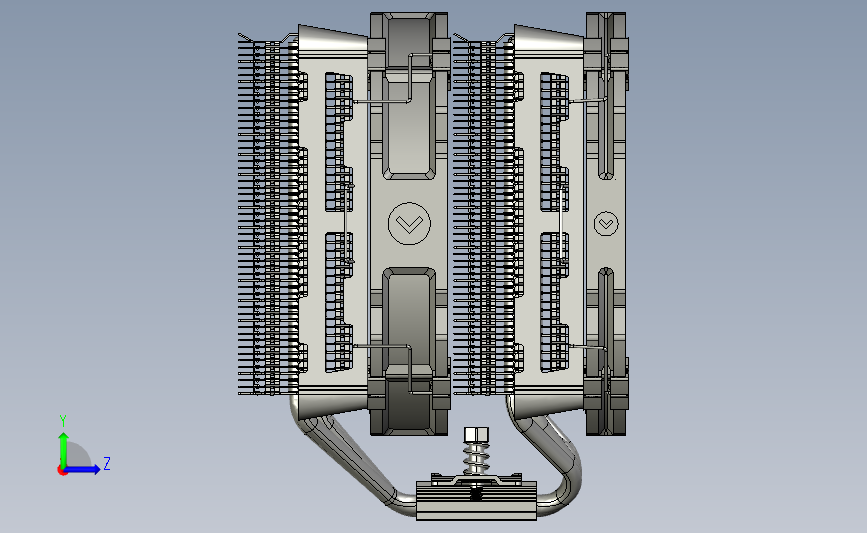 Cryorig CPU散热器与风扇模型3D图纸 STP IGS格式 左侧视图
